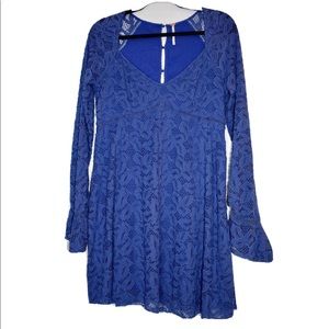 Free People Stevie Lace Mini Dress Blue Size:M